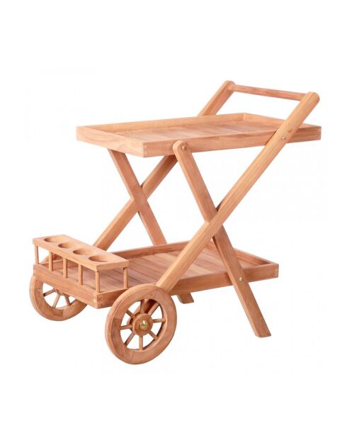 Carrello Coralia in teak marrone con ruote - 85x56x84 cm