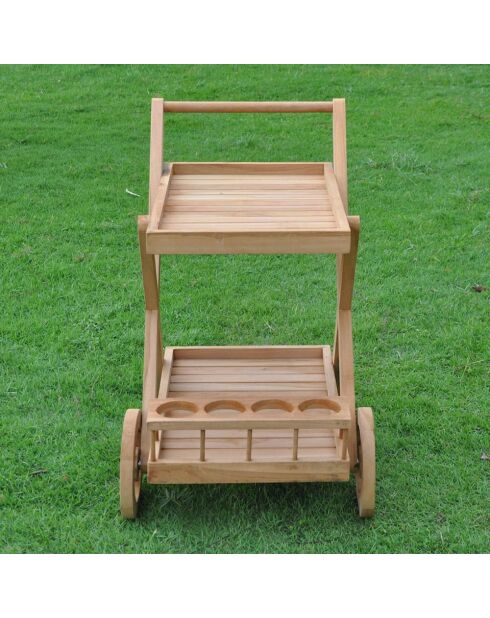Carrello Coralia in teak marrone con ruote - 85x56x84 cm