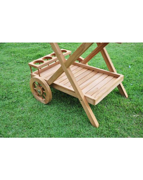 Carrello Coralia in teak marrone con ruote - 85x56x84 cm