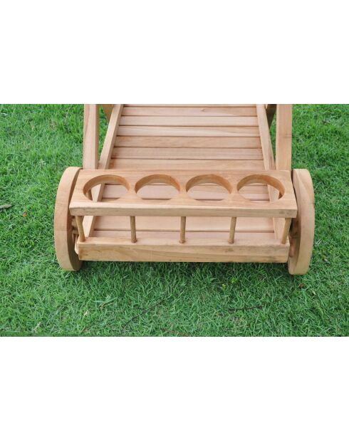 Carrello Coralia in teak marrone con ruote - 85x56x84 cm