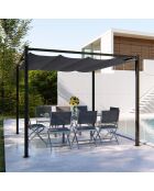 Pergola autoportante en acier avec toile Island grise - 300x300x224 cm