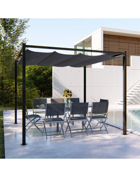Pergola autoportante en acier avec toile Island grise - 300x300x224 cm