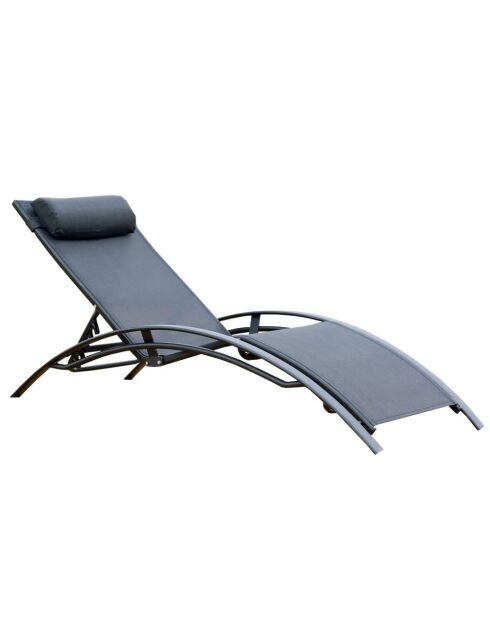 Transat empilable et ajustable en aluminium Ceylan noir - 66x179x30 cm