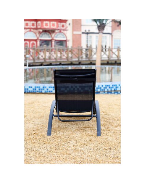 Transat empilable et ajustable en aluminium Ceylan noir - 66x179x30 cm