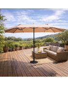 Rechteckiger Doppelsonnenschirm Luvina, 270 x 460 x 240 cm, taupe