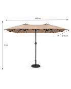 Rechteckiger Doppelsonnenschirm Luvina, 270 x 460 x 240 cm, taupe