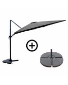 Koriva Sonnenschirm-Set, grau, mit 4 Gewichtsplättchen, 2-teilig