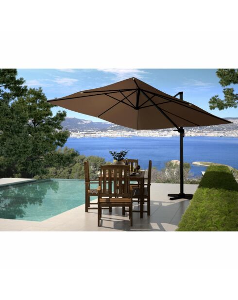 Ombrellone quadrato orientabile a 360° marrone Ivarin - 300x300x260 cm