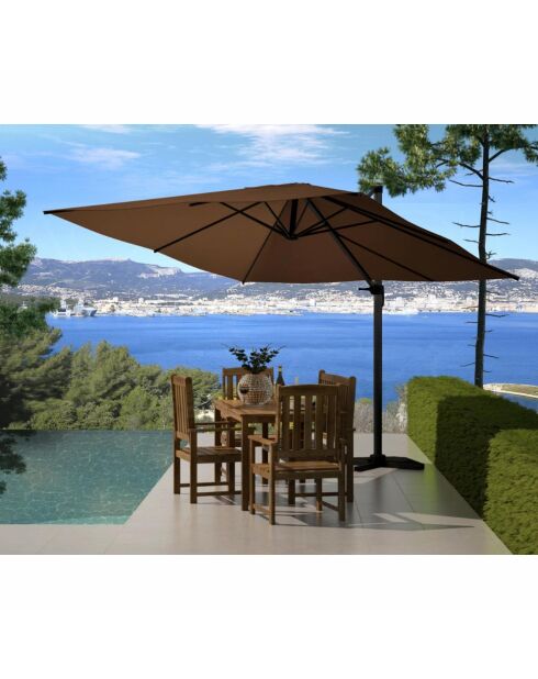 Ombrellone quadrato orientabile a 360° marrone Ivarin - 300x300x260 cm