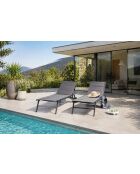 Lot de 2 transats en aluminium Livorno gris foncé - 192x60x95 cm
