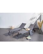 Lot de 2 transats en aluminium Livorno gris foncé - 192x60x95 cm
