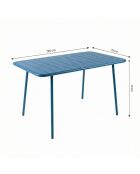 Blauer Gartentisch für 4 bis 6 Personen von Falcou, 120x70x72 cm