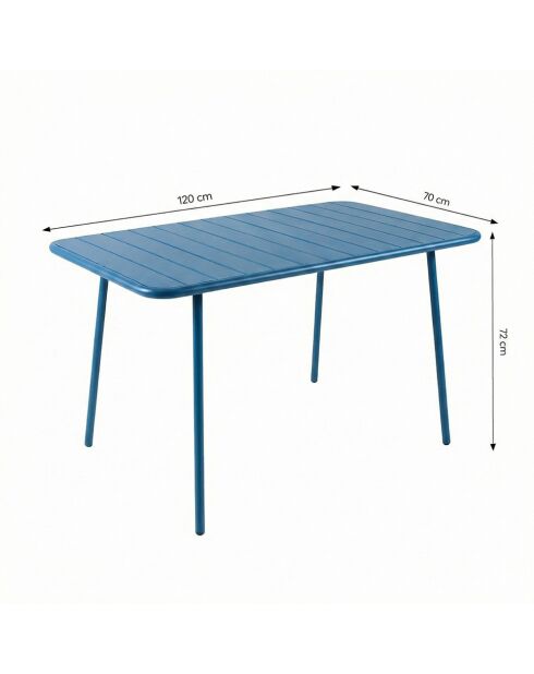 Blauer Gartentisch für 4 bis 6 Personen von Falcou, 120x70x72 cm