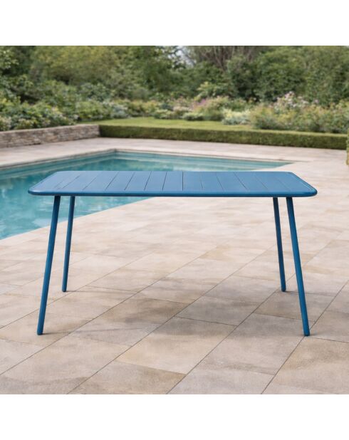 Blauer Gartentisch für 4 bis 6 Personen von Falcou, 120x70x72 cm