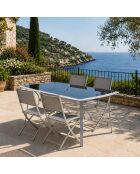 Ensemble de jardin avec table et lot de 4 chaises pliantes Velino gris - 5 pièces