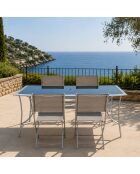Ensemble de jardin avec table et lot de 4 chaises pliantes Velino gris - 5 pièces