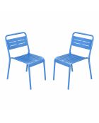 Set von 2 stapelbaren Gartenstühlen Falcou blau - 43x59x79 cm