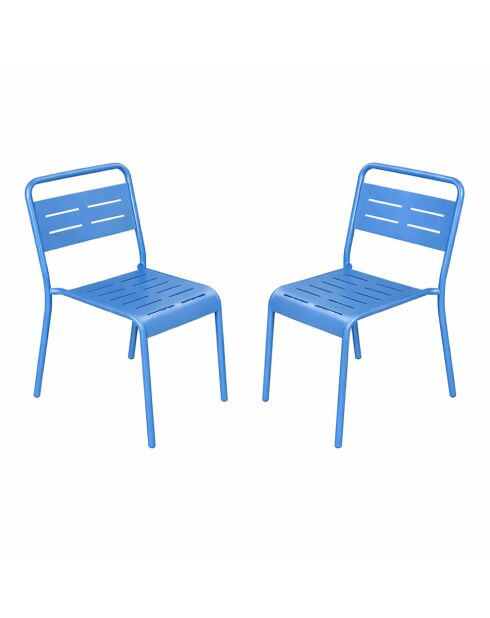 Set von 2 stapelbaren Gartenstühlen Falcou blau - 43x59x79 cm