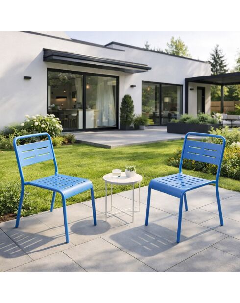 Set von 2 stapelbaren Gartenstühlen Falcou blau - 43x59x79 cm