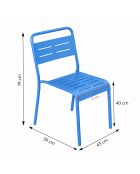 Set von 2 stapelbaren Gartenstühlen Falcou blau - 43x59x79 cm