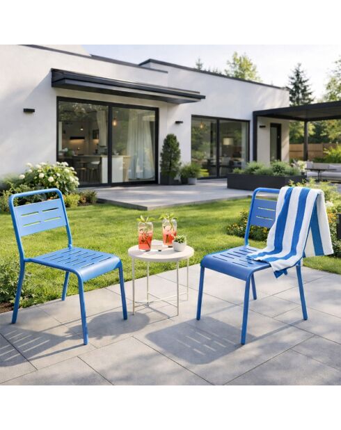 Set von 2 stapelbaren Gartenstühlen Falcou blau - 43x59x79 cm