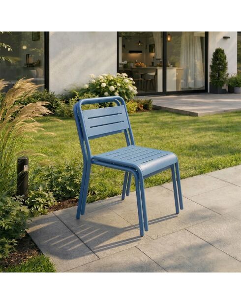 Set von 2 stapelbaren Gartenstühlen Falcou blau - 43x59x79 cm