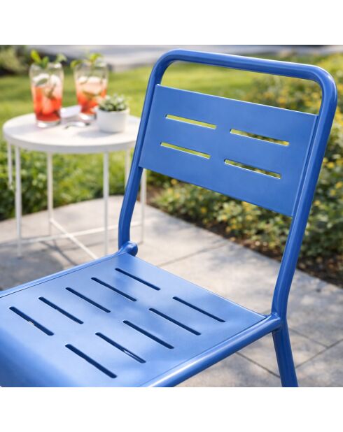 Set von 2 stapelbaren Gartenstühlen Falcou blau - 43x59x79 cm