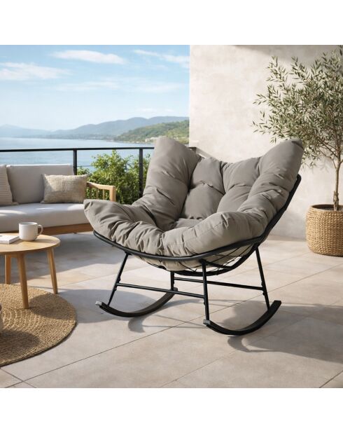 Sedia a dondolo Juan per interni ed esterni grigia - 90x107x85 cm