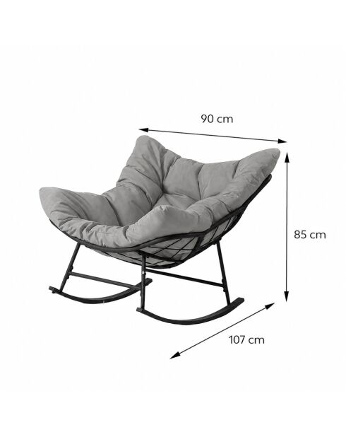 Sedia a dondolo Juan per interni ed esterni grigia - 90x107x85 cm