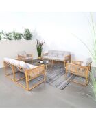 Salon de jardin 8 places effet rotin avec coussins gris clair Valencia gris - 5 pièces