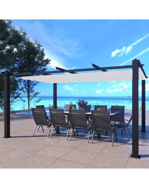 Pergola autoportante 3x4 m avec toile rétractable Rilova beige - 405x298x227 cm