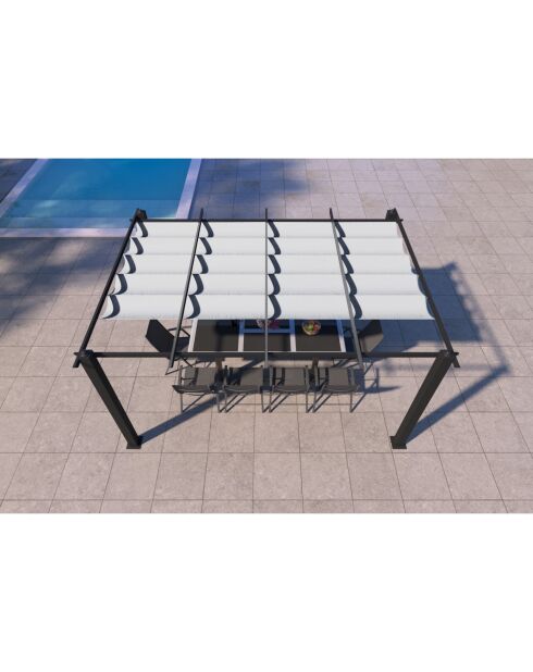 Pergola autoportante 3x4 m avec toile rétractable Rilova beige - 405x298x227 cm