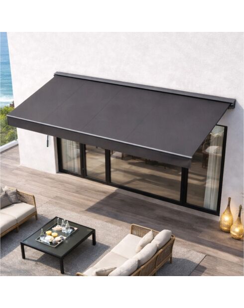 Tenda manuale in alluminio con tela Helino grigia - 395x250x14 cm