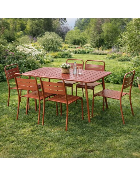 Falcou terracotta tuintafel met 4 tot 6 zitplaatsen - 120x70x72 cm