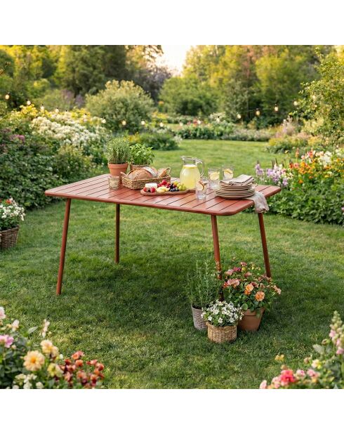 Falcou terracotta tuintafel met 4 tot 6 zitplaatsen - 120x70x72 cm