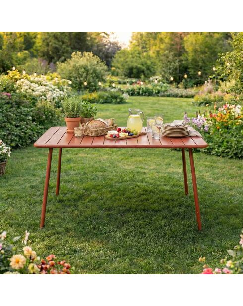 Falcou terracotta tuintafel met 4 tot 6 zitplaatsen - 120x70x72 cm
