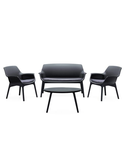 Salon de jardin 4 places avec table basse Bursa gris anthracite - 4 pièces