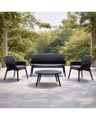 Salon de jardin 4 places avec table basse Bursa gris anthracite - 4 pièces