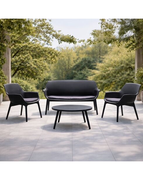 Salon de jardin 4 places avec table basse Bursa gris anthracite - 4 pièces