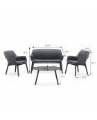 Salon de jardin 4 places avec table basse Bursa gris anthracite - 4 pièces