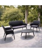 Salon de jardin 4 places avec table basse Bursa gris anthracite - 4 pièces