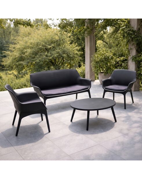 Salon de jardin 4 places avec table basse Bursa gris anthracite - 4 pièces