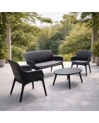 Salon de jardin 4 places avec table basse Bursa gris anthracite - 4 pièces