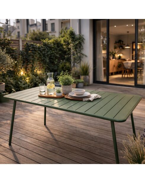Table de jardin 4 à 6 places Falcou verte - 120x70x72 cm