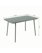 Table de jardin 4 à 6 places Falcou verte - 120x70x72 cm
