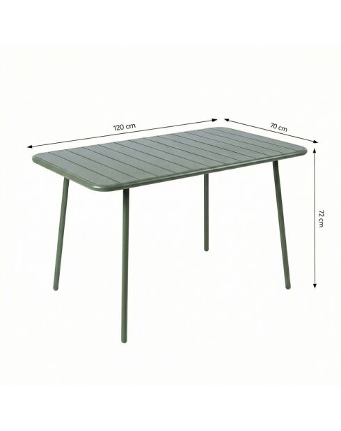 Table de jardin 4 à 6 places Falcou verte - 120x70x72 cm