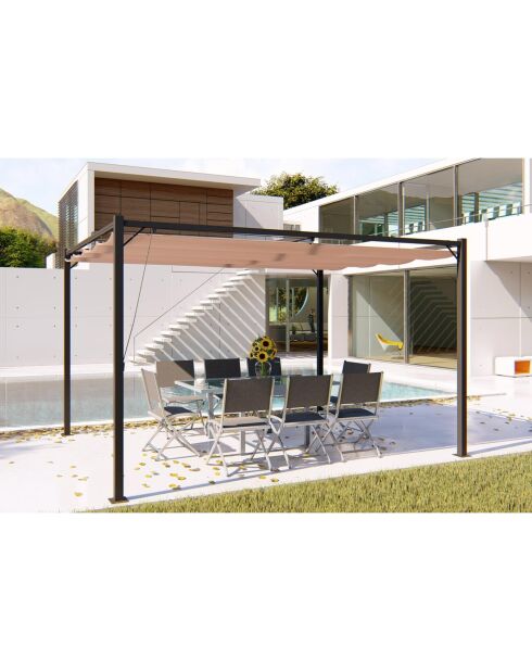 Pergola autoportante avec toile en polyester Island taupe - 300x400x224 cm