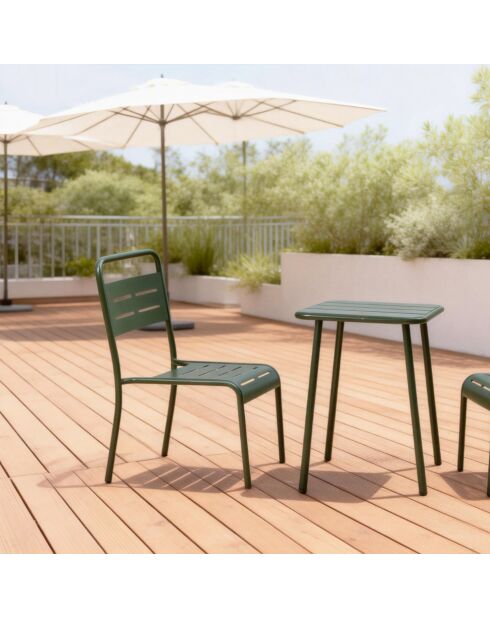 Table carrée 2 places Falcou verte - 50x50 cm