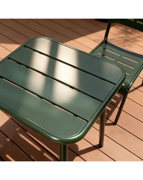 Table carrée 2 places Falcou verte - 50x50 cm