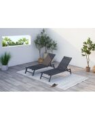 Lot de 2 transats avec roulettes Nelina gris foncé et noir - 191x55x100 cm